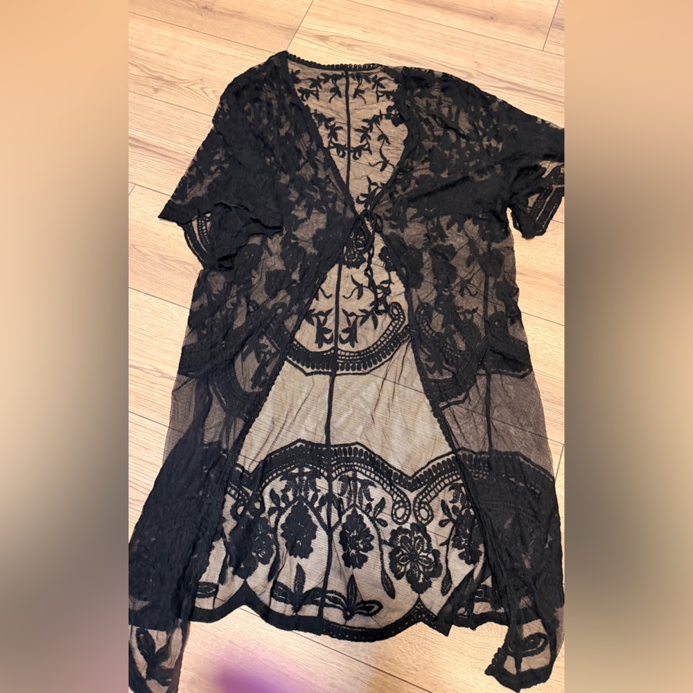 Black Lace Kimono Cover-Up